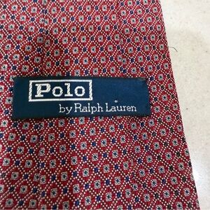 Polo by Ralph Lauren Tie Red and Blue 100% Silk Handmade